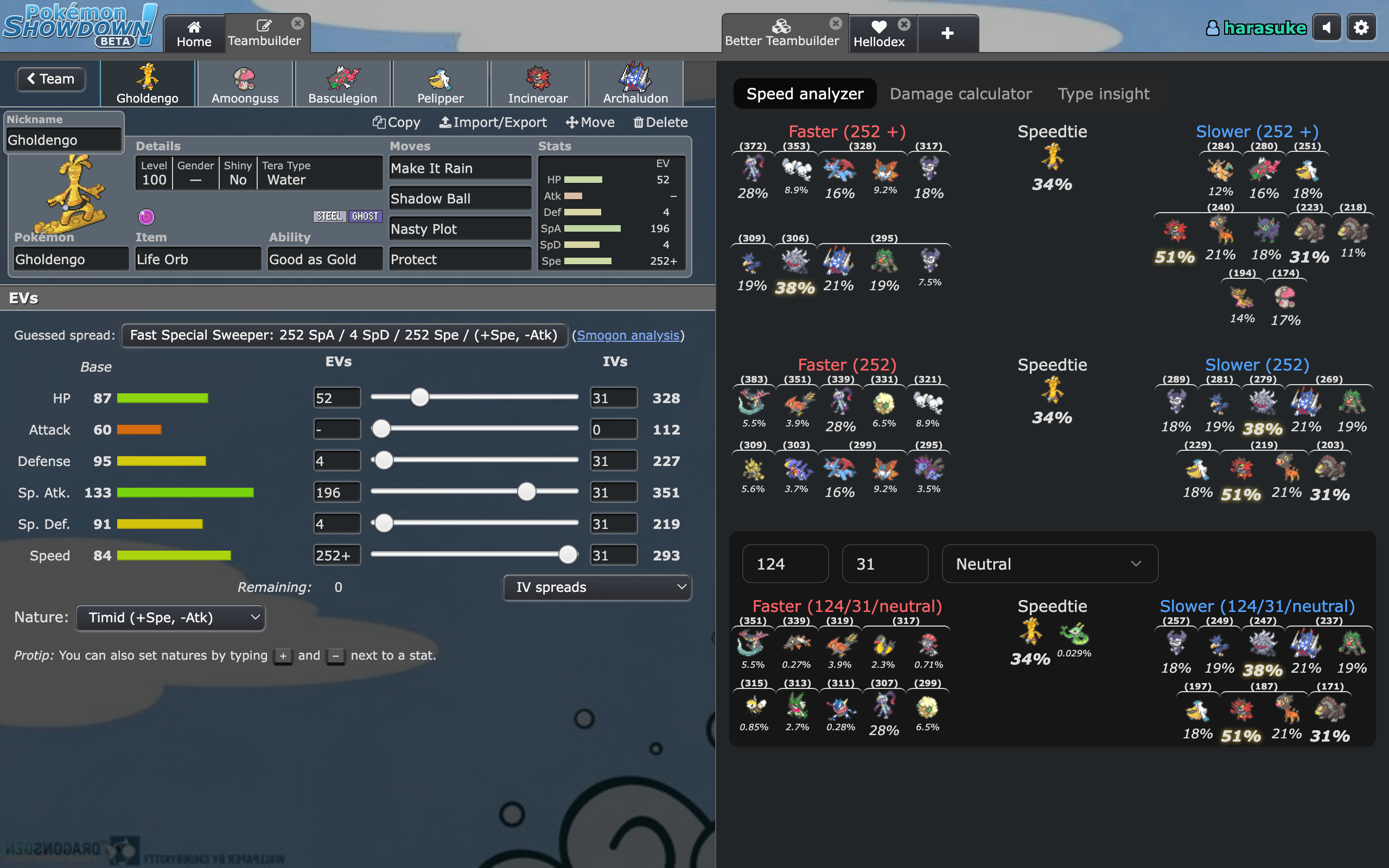 Better Teambuilder speed tier analysis inside Pokemon Showdown